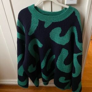 Isalis sweater green and dark navy